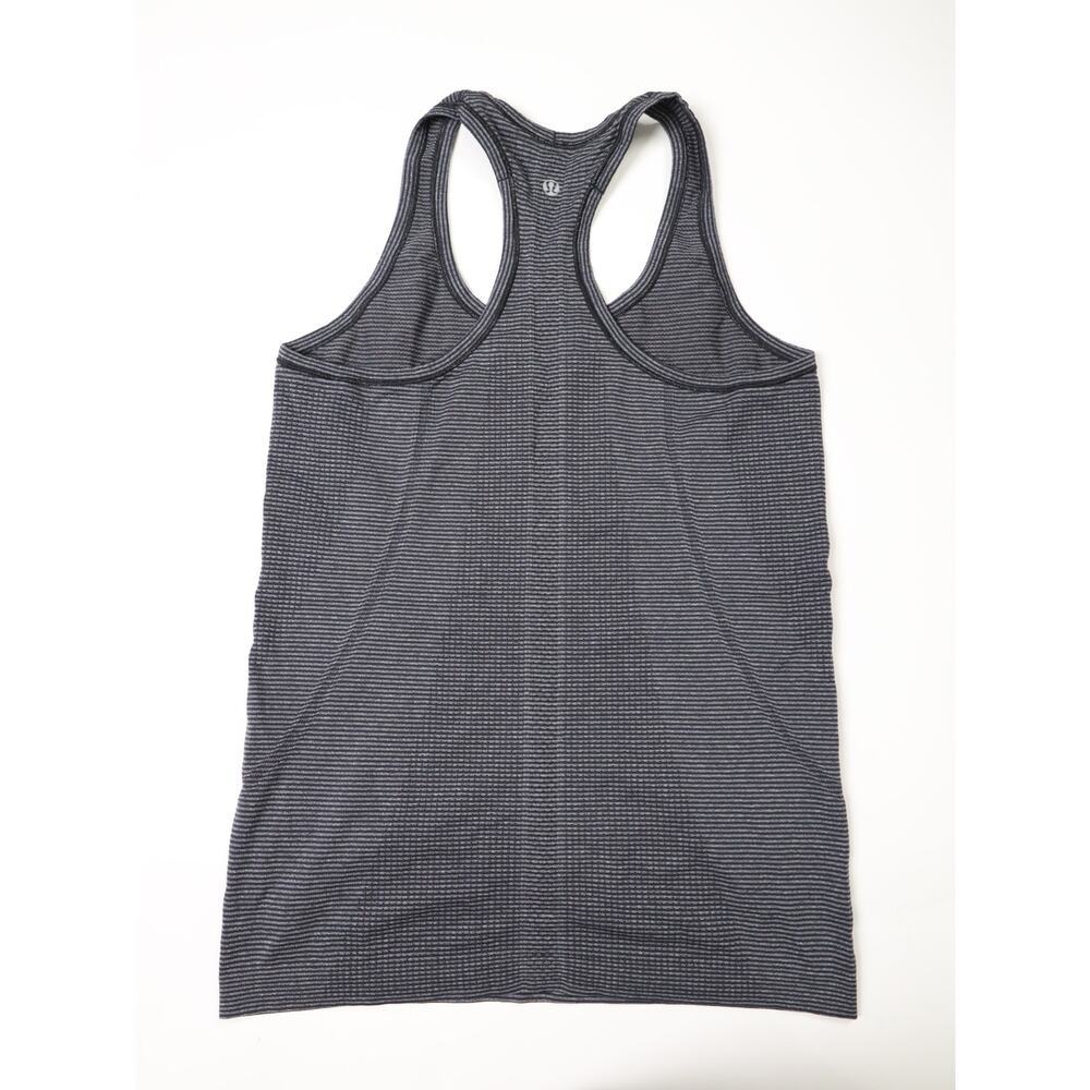Lululemon Racerback Tank Top Medium Gray Striped Athletic Yoga Activewear Size 8 - Picture 2 of 9